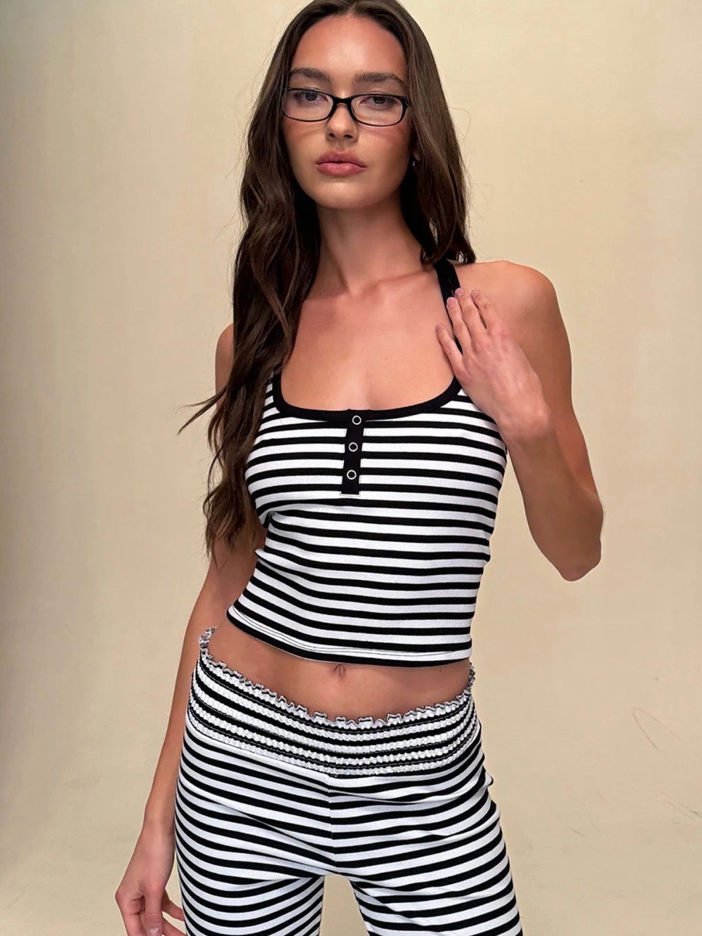 Frankies Bikinis Bambi Striped Halter Top Size XS NWT